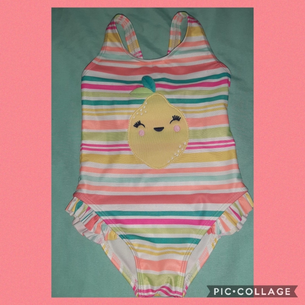 🍋 Gymboree Striped Lemon One Piece Swimsuit 2T